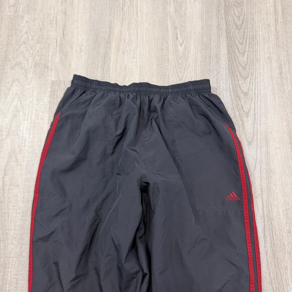 Vintage Adidas Windbreaker Track Pants Men's Large Gray Red Striped y2k Soccer - Picture 2 of 11